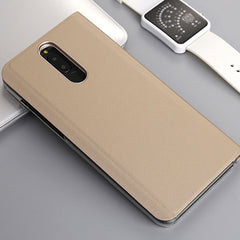 Husa Tip Carte, Kaveny, Compatibila cu Huawei Mate 10 Lite, Flip Cover Oglinda, Auriu