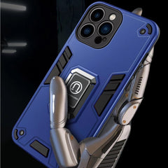 Husa Iron Warriors pentru iPhone 11, Kaveny, Hybrid Ring Holder Kickstand, Albastru inchis