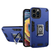 Husa Iron Warriors pentru iPhone 13, Kaveny, Hybrid Ring Holder Kickstand, Albastru inchis