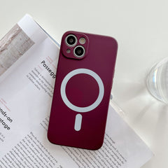 Husa MagSafe pentru Apple iPhone 12, Silicon, Protectie pentru camera, Magnetica, Incarcare Wireless, Kaveny, Visiniu