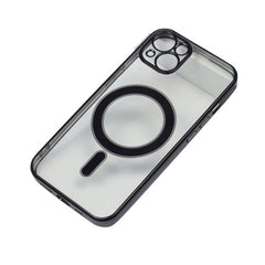 Husa MagSafe pentru Apple iPhone 12 Pro, Protectie camera, Full TPU, Margini colorate Electroplating, Magnetica, Incarcare Wireless, Kaveny, Negru