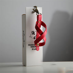 Husa pentru Kendama, Kaveny, Husa de Depozitare pentru Kendama, din Piele Ecologica, Catarama cu Agatare pentru Transportare, Model Breloc 8, 12 x 6 cm, Rosu