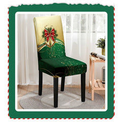 Husa pentru Scaun, Kadeny, Tematica Craciun, Model 1 Clopotei, Verde/Auriu