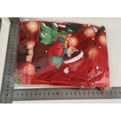 Husa pentru scaun, Kadeny, Tematica Craciun, Model 2 Mos Craciun si Baietel, Verde/Rosu