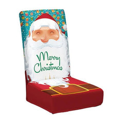 Husa pentru scaun, Kadeny, Tematica Craciun, Model 3 Merry Christmas, Alb/Albastru