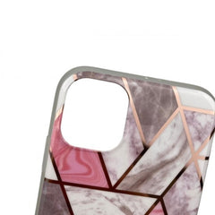Husa protectie Kaveny compatibila cu Apple iPhone 12 Mini Soft IMD TPU Marble Geometric Alb