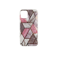 Husa protectie Kaveny compatibila cu Apple iPhone 12 Mini Soft IMD TPU Marble Geometric Alb