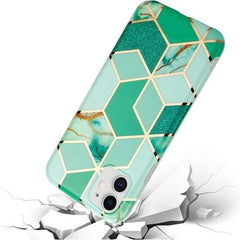 Husa protectie Kaveny compatibila cu Apple iPhone 12 Mini Soft IMD TPU Marble Geometric Verde