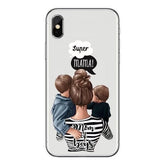 Husa protectie,Kaveny, compatibila cu Apple iPhone 12 Pro Glass print Super Mom Multicolor