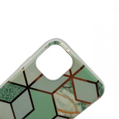 Husa protectie Kaveny compatibila cu Apple iPhone 12 Pro Soft IMD TPU Marble Geometric Verde