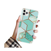Husa protectie Kaveny compatibila cu Apple iPhone 12 Pro Soft IMD TPU Marble Geometric Verde