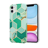 Husa protectie Kaveny compatibila cu Huawei P Smart 2021 Soft IMD TPU Marble Geometric Verde