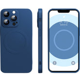 Husa protectie Kaveny compatibila cu iPhone 14 Pro, Liquid MagSafe, ring-shaped, magnetica, Albastru