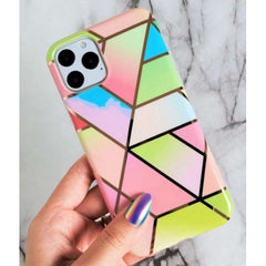 Husa protectie Kaveny compatibila cu Samsung Galaxy A72 Soft IMD TPU Marble Geometric Roz