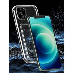Husa protectie Kaveny cu suport card compatibila cu Apple iPhone 12 Transparent