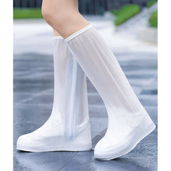 Protectie Incaltaminte pentru Ploaie si Noroi, Kaveny, Impermeabila, Talpa Antiderapanta, cu Fermoar si Capsa, Inaltime 40 cm, Marime L 38-39, Alb