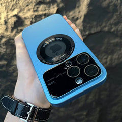 Husa protectie MagSafe Kathy Tech, Kaveny, pentru Apple iPhone 14, Dublu Cerc, Albastru Deschis