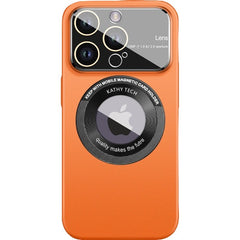Husa protectie MagSafe Kathy Tech, Kaveny, pentru Apple iPhone 14 Plus, Dublu Cerc, Portocaliu