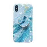 Husa protectie pentru Apple iPhone SE 2020 Soft IMD TPU Marble Albastru Suport inclus