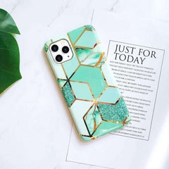 Husa protectie pentru Samsung A51 Soft IMD TPU Marble Geometric Verde