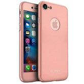 Husa protectile Kaveny Premium Full Cover 360 pentru Apple iPhone 8, Roz Auriu cu Folie Sticla inclusa