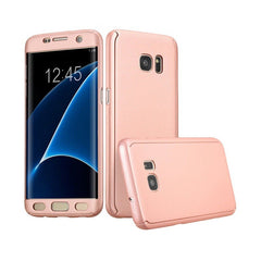 Husa Samsung Galaxy J5 2016 Full Cover 360 Roz Auriu + Folie de protectie