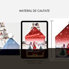 Husa pentru scaun Kadeny, tematica Craciun, material textil/poliester, 61 x 47 cm, rosu