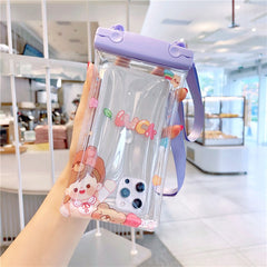 Husa subacvatica Fruity Waterproof Kaveny, Snowproof, Universala, Impermeabila, cu Snur, pentru telefon sau documente, Lucky Girl, Mov