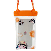 Husa subacvatica Fruity Waterproof Kaveny, Snowproof, Universala, Impermeabila, cu Snur, pentru telefon sau documente, Orange Girl 2, Oranj