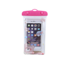 Husa subacvatica Glitter Kids Waterproof Kaveny, Snowproof, Universala, cu Snur, pentru telefon sau documente, Cute Bear, Roz