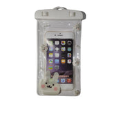 Husa subacvatica Kids Waterproof Kaveny, Snowproof, Universala, cu Snur, pentru telefon sau documente, Bunny, Alb