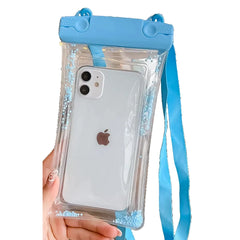 Husa subacvatica Waterproof Kaveny, Snowproof, Universala, Senzoriala, cu Snur, pentru telefon sau documente, Bleu