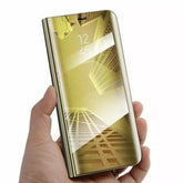 Husa Tip Carte, Kaveny, Compatibila cu Huawei Mate 10 Lite, Flip Cover Oglinda, Auriu