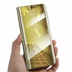 Husa Tip Carte, Kaveny, Compatibila cu Huawei Mate 10 Lite, Flip Cover Oglinda, Auriu