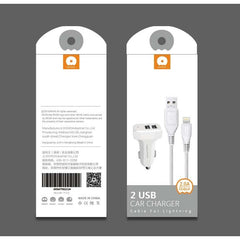 Incarcator auto 2A 2USB Cablu Micro-USB 2A WUW-T22 Kadeny, Alb