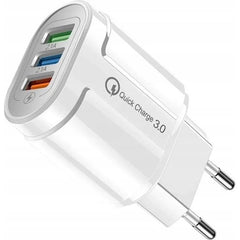 Incarcator Rapid QC3.0, Kadeny, 3 Porturi USB, 2.1A, 18W, din ABS, Protectie Supraincalzire, Gama Macarons, Alb