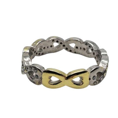 Inel Argint 925 Infinit Placat cu Aur Galben si Minizirconii M 56