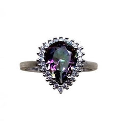 Inel Argint 925, Lacrima cu Topaz, M 51