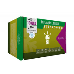 Instalatie Craciun, 10 m, 100 Led-uri ,Liniara, Alb rece, 8 jocuri de lumini, Transformator, Interconectabila, Prelungitor 3 m inclus, Fir Transparent, Kaveny