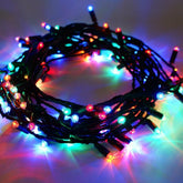 Instalatie Craciun, 10 m, 100 Led-uri ,Liniara, Multicolor, 8 jocuri de lumini, Transformator cu telecomanda, Interconectabila, Prelungitor 5 m inclus, Fir Verde, Kaveny