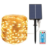 Instalatie Craciun, 100 LED-uri, 12 metri, pentru exterior cu incarcare solara, alb cald, Kaveny