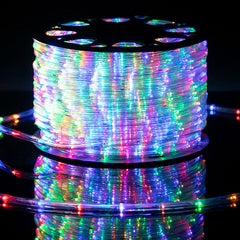 Instalatie Craciun, 100 m, 2400 Led-uri, Furtun Luminos, Multicolor, Transformator, 8 jocuri de lumini, Sectionabila, 220 V, Kaveny