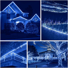 Instalatie Craciun, 15 m, 360 Led-uri, Furtun Luminos, Alb rece/ Albastru, Transformator, 8 jocuri de lumini, Sectionabila, 220 V, Kaveny