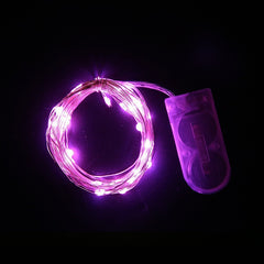 Instalatie Craciun, 2 metri, 20 LED-uri, Roz, cu baterii, fir cupru, liniar, interior/exterior, Kaveny