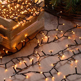 Instalatie Craciun, 20 metri, 200 de LED-uri, alb cald, cu energie solara, fir de cupru, liniar, interior/exterior, Kaveny