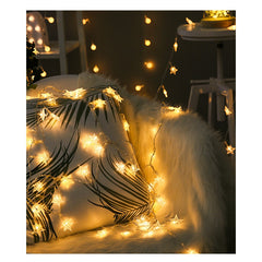 Instalatie Craciun, 3 metri, 20 LED-uri cu Ornament tip Stea, Alb Cald, telecomanda 8 functii, USB, fir cupru, liniar, interior/exterior, Kaveny