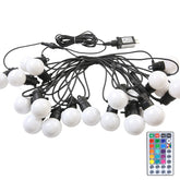 Instalatie Craciun, 5 metri, 15 Becuri LED rotunde, pentru exterior cu incarcare la sursa de curent si telecomanda cu 8 functii, Kaveny