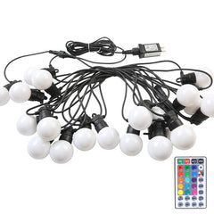 Instalatie Craciun, 5 metri, 15 Becuri LED rotunde, pentru exterior cu incarcare la sursa de curent si telecomanda cu 8 functii, Kaveny