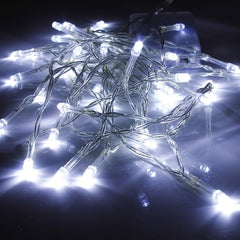 Instalatie Craciun, 5 m, 120 Led-uri ,Franjuri, Alb rece, Flash, Alimentator, Interconectabila, Prelungitor 6.5 m inclus, Fir Transparent Cauciucat, 220v, Kaveny