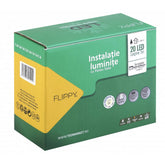 Instalatie Craciun, 5 metri, 20 de LED-uri cu ornament tip Bulb, 8 jocuri de lumini alb cald, cu energie solara, liniar, cablu verde, interior/exterior, Kaveny